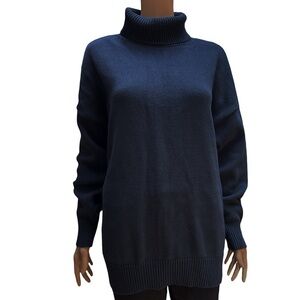 Madewell Navy Blue Cotton Oversized Turtleneck Sweater XL NWT